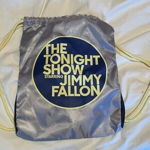 The Tonight Show Starring Jimmy Fallon Gray Drawstring Bag